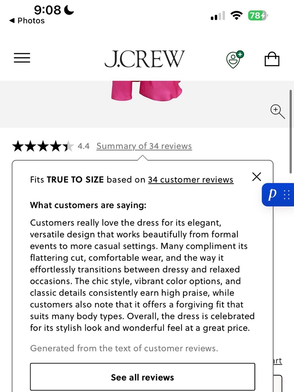 J.Crew Vibrant Pink Sleeveless Maxi Dress with Front Slit - Picture 6 of 6